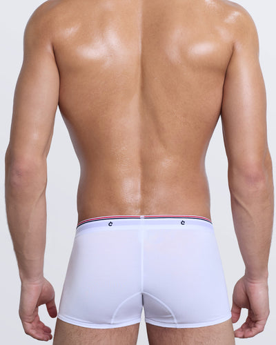 DC2 TAKE A CHANCE ON ME Boxer Brief — back view of white men’s modal boxer briefs with smooth stretch fabric and supportive cut.