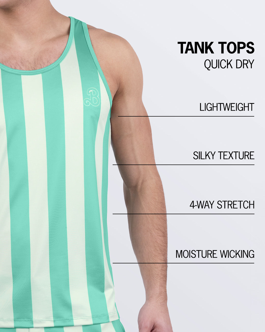 THE KEN (TULUM EDITION) men's striped tank top – quick-dry, moisture-wicking, 4-way stretch, and silky soft feel – premium tropical activewear