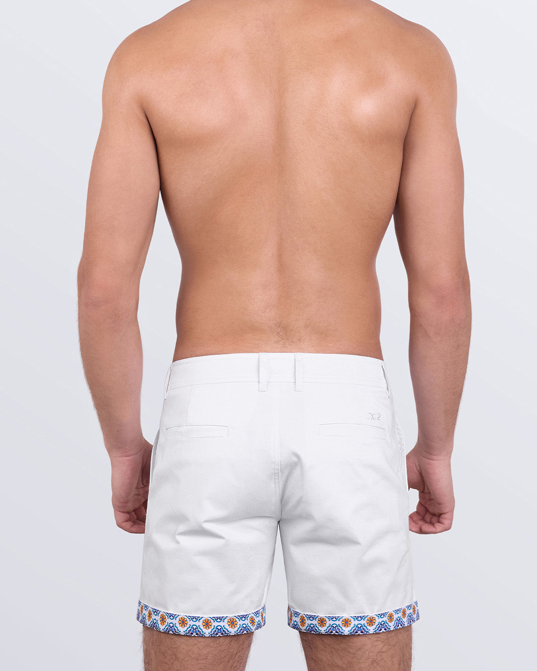 DC2 The Tile Is High (White) Street Shorts — back view highlighting welt pockets and subtle DC2 logo above the right pocket.