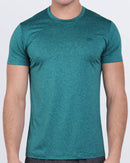 DC2 Trainer Teal Fitness T-Shirt — model wearing athletic-fit men's workout tee, in breathable stretch fabric ideal for gym, CrossFit, and fitness training.