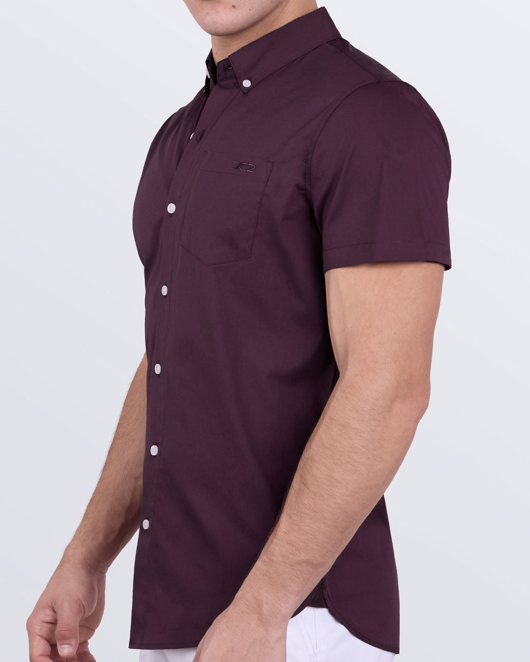 Very Berry slim-fit cotton shirt for men featuring a tapered silhouette and button-down collar.