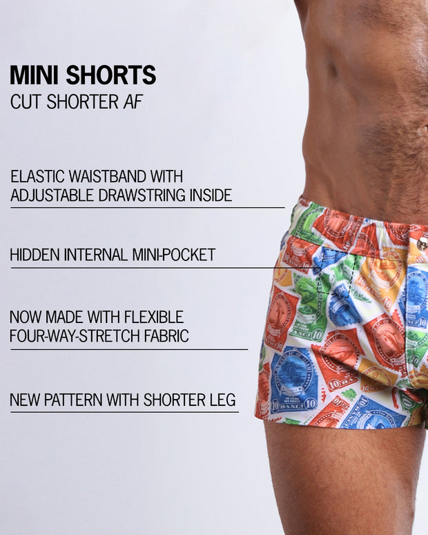 Infographic explaining the VIA POSTAL Mini Shorts features and how they&