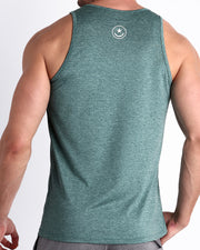 Back view of the VIKING GREEN men's fitness tank top in a teal green color color by BANG! menswear Miami.
