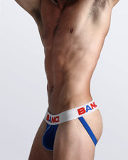 Side view of model wearing the VICTORY soft cotton underwear for men by BANG! Clothing the official brand of men's underwear.