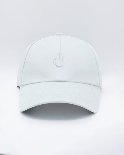 DC2 Resort Cap in White — front view showcasing a curved brim, structured crown, and tonal embroidered DC2 logo.