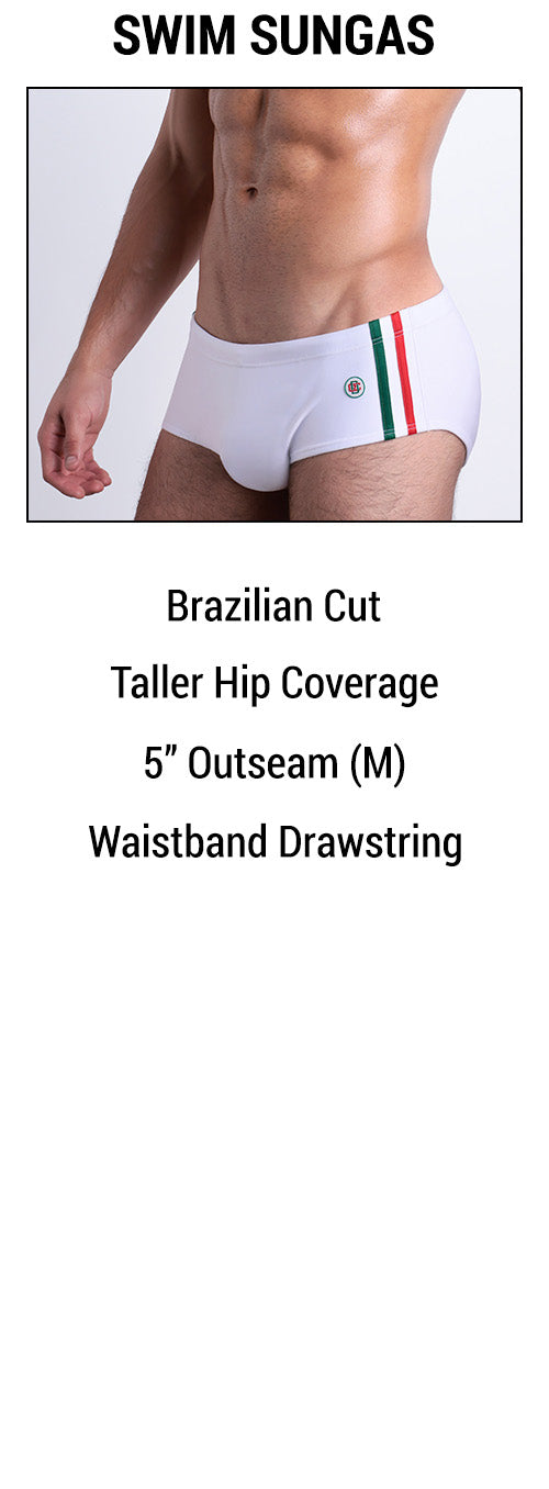 An infographic showing the BANG! Swim Sunga features.