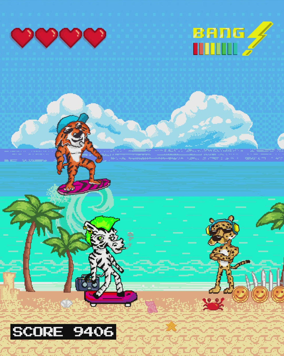 High quality video of BANG Miami 8-Bit Wild Print series featuring sexy male models wearing all styles of premium mens swimwear
