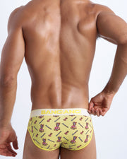 Back view of model wearing the FOREVER WILD Men’s beathable cotton briefs for men by BANG! Offers light compression for perfect contouring to the body and second-skin fit.