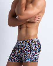 The 8-BIT POP LEOPARD men’s swimsuit by Bang Clothing inspired on 80s vintage video games Nintendo, Atari, Sega, Commodore 64.