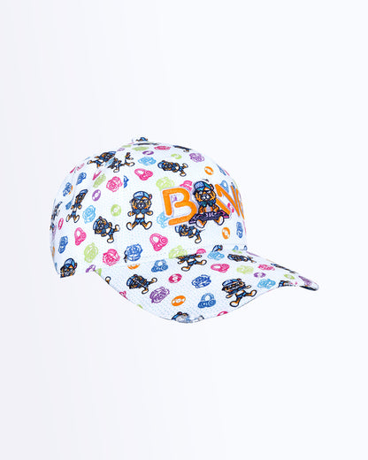 Side View Bang! Clothing HEY MISTER TJ streetwear fitted hat in a black color is structured to battle the heat with ventilation eyelets for extra breathability designed by Bang! The official brand of menswear.