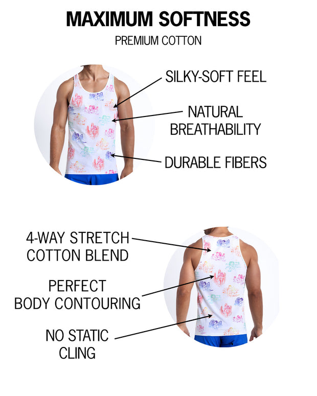 Infographic showing the premium cotton quality used by Bang! for their Cotton Tank Top. it&