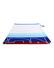 Premium BANG! Clothing  lint-free absorbent towel for the beach and pool in white color and colored stripes by BANG! Clothes based in Miami, Florida. 
