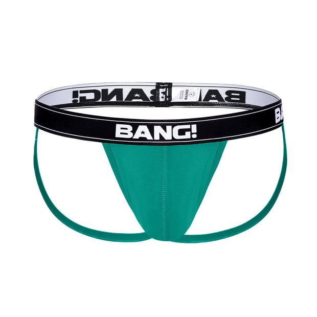 The BANG! Cotton Jockstrap in the EDEN GREEN color offering a perfect fit. 
