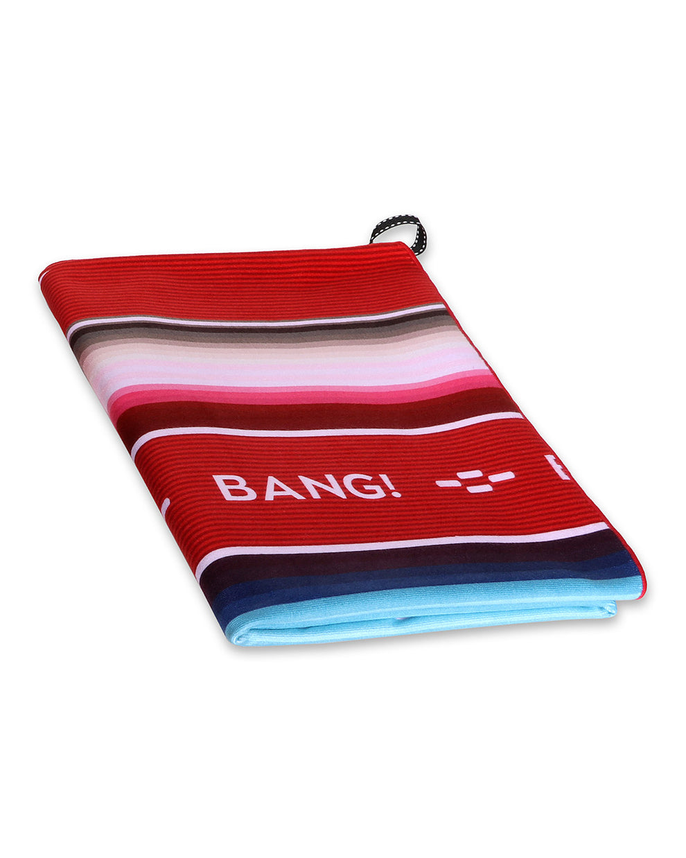 BANG! Beach Towel as a replica of mexican blanket as seen in Farrah Fawcett 1976 famous swimsuit poster by Bruce McBroom.