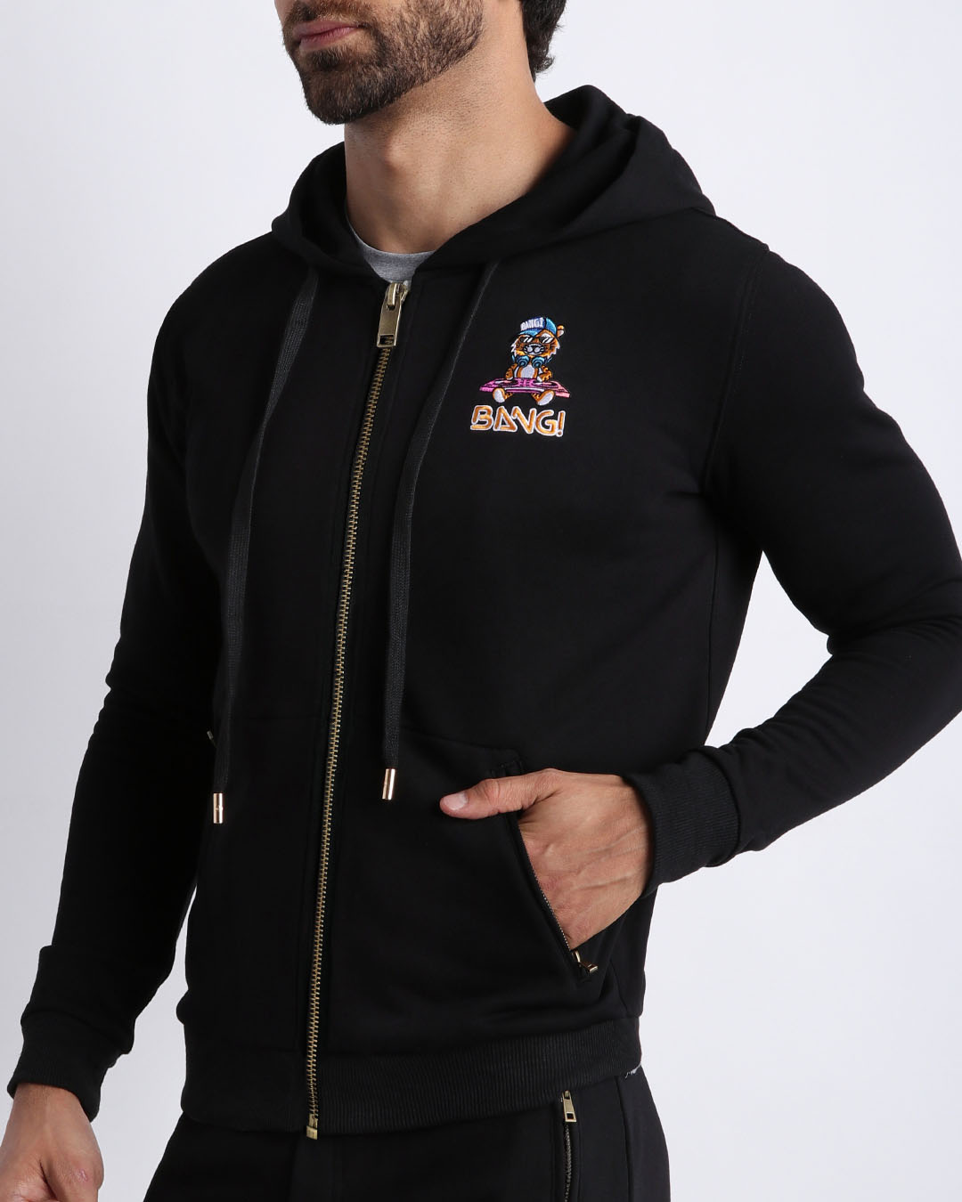 BLACK Tracksuit Hoodie Jacket - Main Image