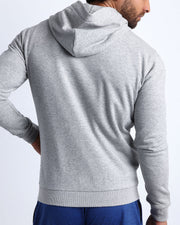Back view of men's high quality outdoor jacket in a solid grey color. Suitable for daily, school, work, jogging and hanging out in Winter.