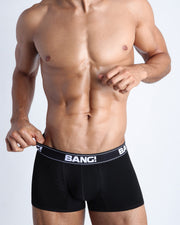 Sexy male model wearing the MAX BLACK  soft cotton underwear for men by BANG! Clothing the official brand of men's underwear.
