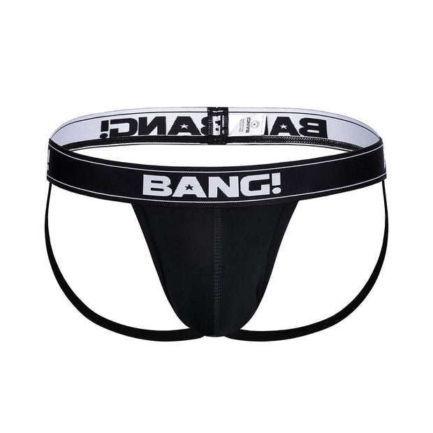The BANG! Cotton Jockstrap in the MAX BLACK color offering a perfect fit. 