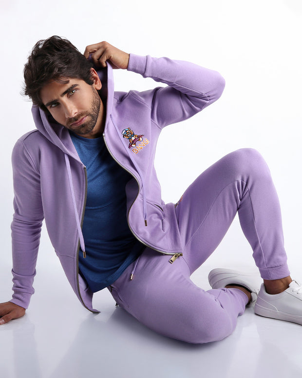 Sexy male model wearing the perfect light purple color men&