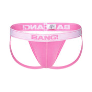 The BANG! Cotton Jockstrap in the PINKFLUENCER color offering a perfect fit.