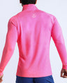 Back view of a sexy male model wearing a workout shirt in a bright pink by bang miami mens brand 2022 gym crossfit yoga fitness