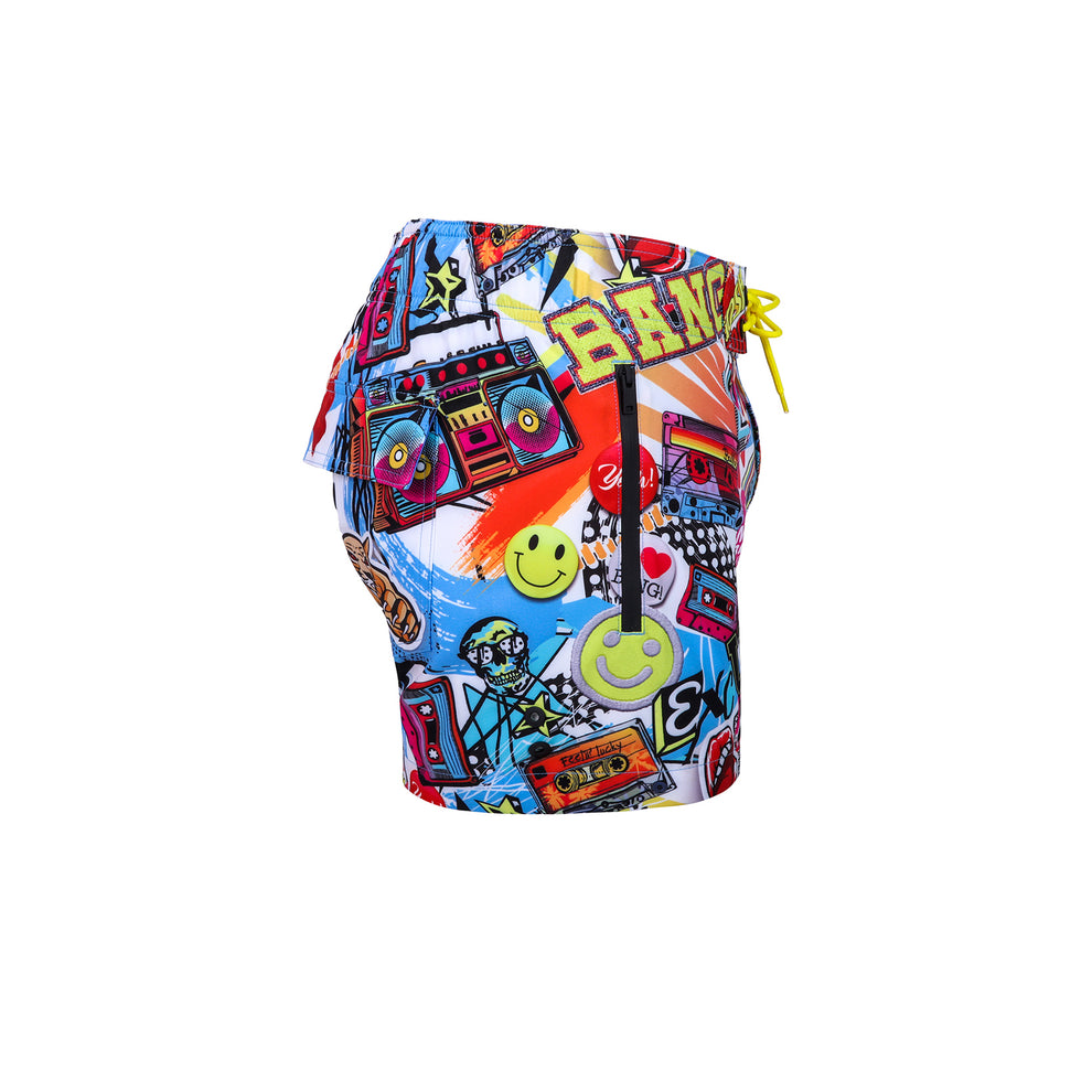 Side view of a sexy men’s flex shorts by the Bang! Clothes brand of men's beachwear from Miami.