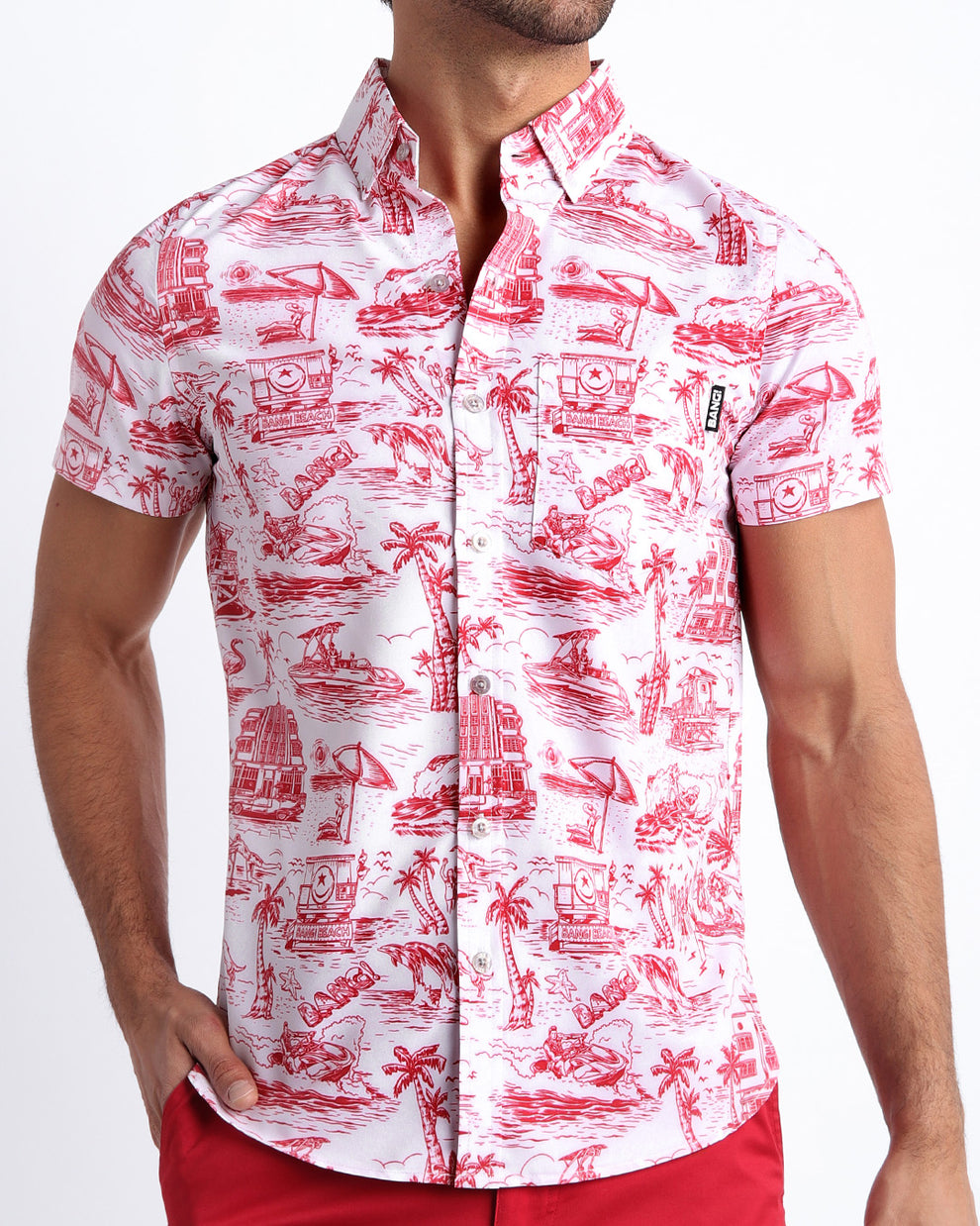 miami dress shirts TOILE de MIAMI (RED) Stretch Shirt