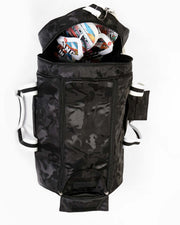The Weeknder (Black) Bang Clothes Gym Duffel Beach Bag Weekend Travel Bag in black camo with golden logo and details