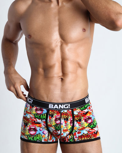 Front view of sexy male model wearing the YEAH YEAH soft cotton underwear for men by BANG! Clothing the official brand of men's underwear.