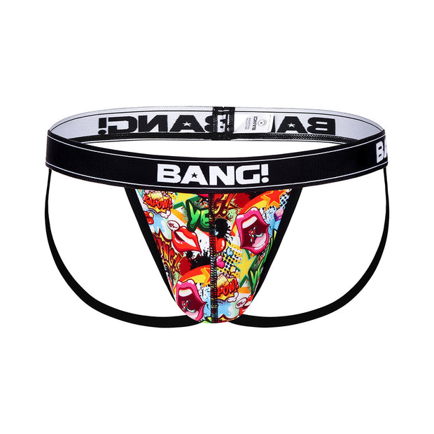 The BANG! Cotton Jockstrap in the YEAH YEAH print offering a perfect fit.